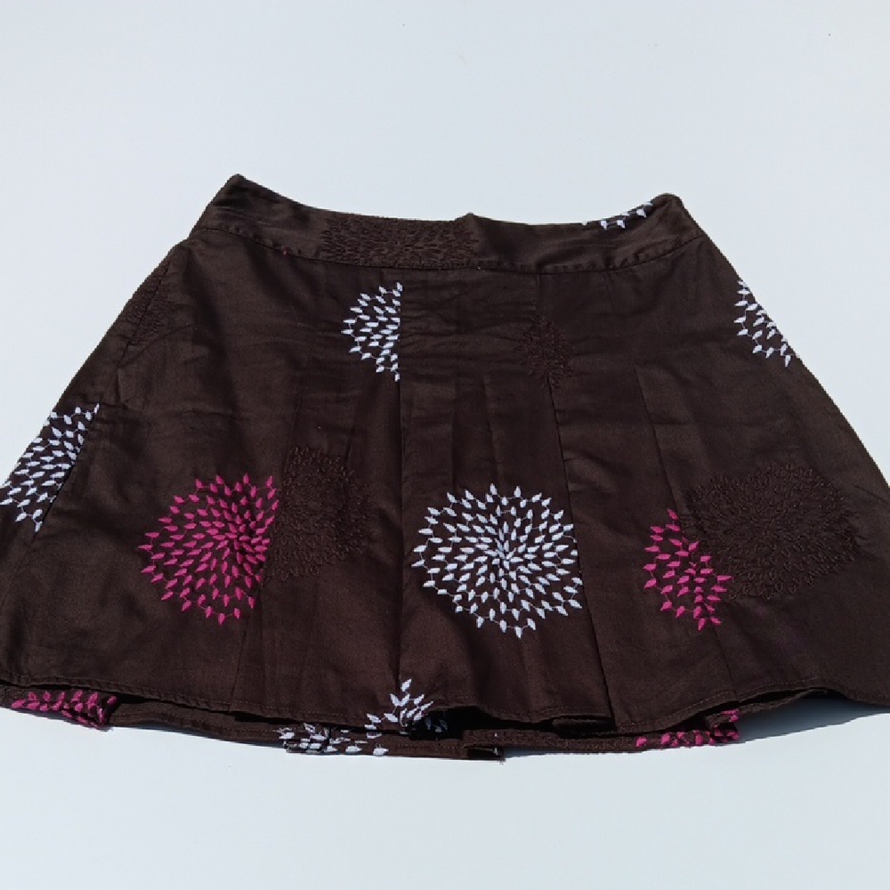 ANN TAYLOR Women's Brown Embroidered Skirt - 6